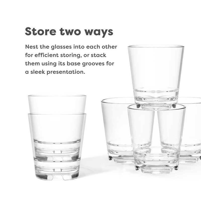 TOSSWARE RESERVE 10oz Stacking Old Fashioned, SET OF 24, Premium Quality, Tritan Dishwasher Safe & Heat Resistant Unbreakable Plastic Old Fashioned Glasses, Clear - Image 3